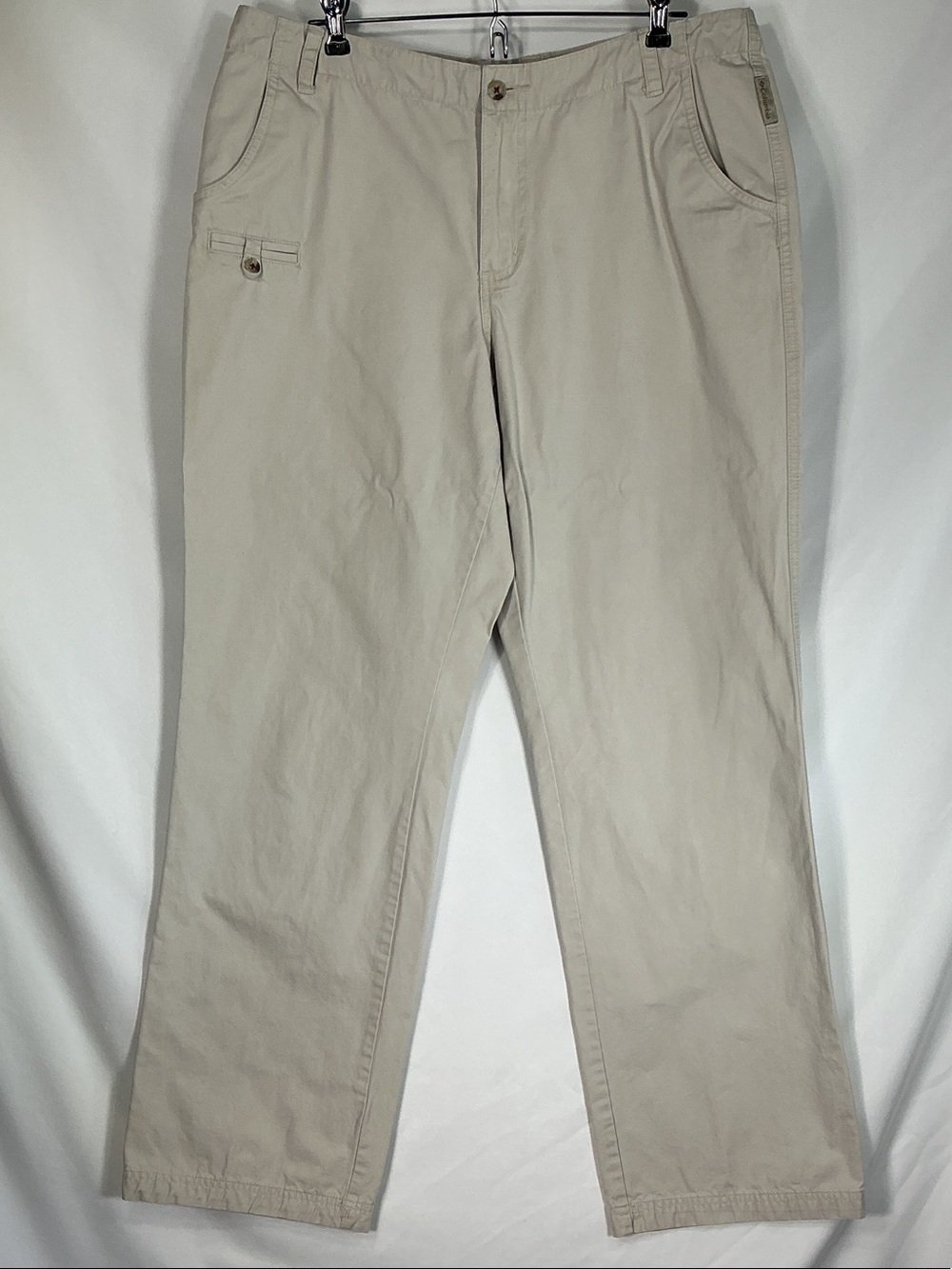 Columbia AL8371 Khaki Cotton Canvas Hiking Trail Pants Women's Size 14 Regular